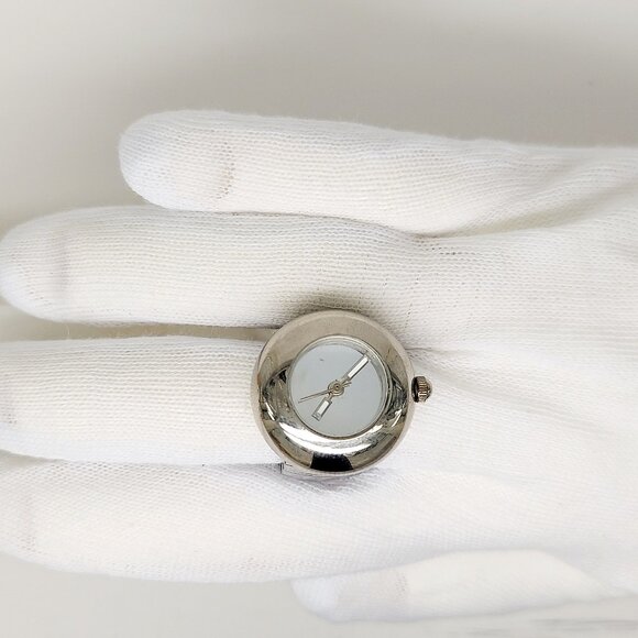 Vintage All silver tone mirror dial (2 glow hands)  ring watch by migi (Unsigned - Picture 4 of 6